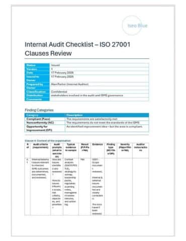 internal audit checklist screenshot internal audit log screenshot